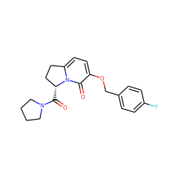 O=C([C@@H]1CCc2ccc(OCc3ccc(F)cc3)c(=O)n21)N1CCCC1 ZINC000040916211