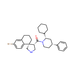 O=C([C@@H]1CNC[C@]12CCCc1cc(Br)ccc12)N1CC[C@@H](c2ccccc2)C[C@H]1C1CCCCC1 ZINC000073221379