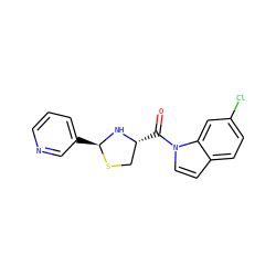 O=C([C@@H]1CS[C@@H](c2cccnc2)N1)n1ccc2ccc(Cl)cc21 ZINC000013737433