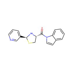 O=C([C@@H]1CS[C@@H](c2cccnc2)N1)n1ccc2ccccc21 ZINC000013737429
