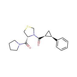 O=C([C@@H]1CSCN1C(=O)[C@H]1C[C@H]1c1ccccc1)N1CCCC1 ZINC000026468471