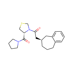 O=C([C@@H]1CSCN1C(=O)C[C@@H]1CCCc2ccccc2C1)N1CCCC1 ZINC000013737613