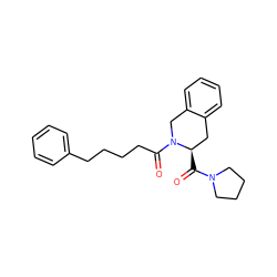 O=C([C@@H]1Cc2ccccc2CN1C(=O)CCCCc1ccccc1)N1CCCC1 ZINC000013837024