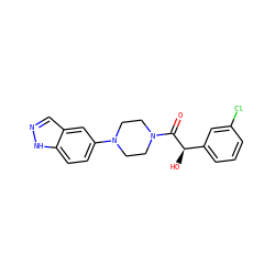 O=C([C@H](O)c1cccc(Cl)c1)N1CCN(c2ccc3[nH]ncc3c2)CC1 ZINC000028891530