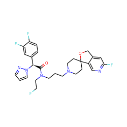O=C([C@H](c1ccc(F)c(F)c1)n1cccn1)N(CCF)CCCN1CCC2(CC1)OCc1cc(F)ncc12 ZINC000044405894