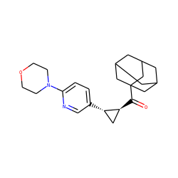 O=C([C@H]1C[C@@H]1c1ccc(N2CCOCC2)nc1)C12CC3CC(CC(C3)C1)C2 ZINC000043018891