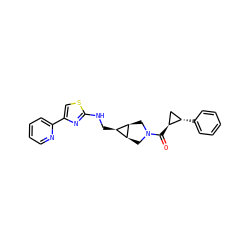 O=C([C@H]1C[C@@H]1c1ccccc1)N1C[C@H]2[C@@H](CNc3nc(-c4ccccn4)cs3)[C@H]2C1 ZINC000101637723