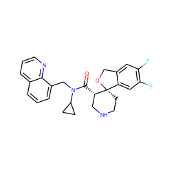 O=C([C@H]1CNCC[C@@]12OCc1cc(F)c(F)cc12)N(Cc1cccc2cccnc12)C1CC1 ZINC000068249624