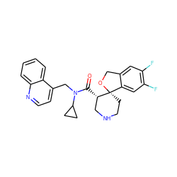 O=C([C@H]1CNCC[C@@]12OCc1cc(F)c(F)cc12)N(Cc1ccnc2ccccc12)C1CC1 ZINC000073163038