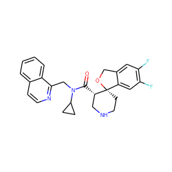 O=C([C@H]1CNCC[C@@]12OCc1cc(F)c(F)cc12)N(Cc1nccc2ccccc12)C1CC1 ZINC000073163034