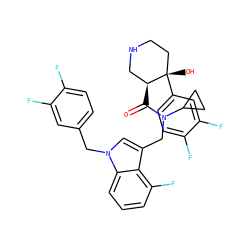 O=C([C@H]1CNCC[C@]1(O)c1ccc(F)c(F)c1)N(Cc1cn(Cc2ccc(F)c(F)c2)c2cccc(F)c12)C1CC1 ZINC000073403432