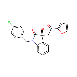 O=C(C[C@@]1(O)C(=O)N(Cc2ccc(Cl)cc2)c2ccccc21)c1ccco1 ZINC000001147622