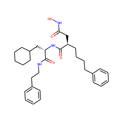 O=C(C[C@@H](CCCCc1ccccc1)C(=O)N[C@@H](CC1CCCCC1)C(=O)NCCc1ccccc1)NO ZINC000013558486