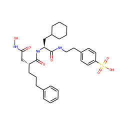 O=C(C[C@@H](CCCc1ccccc1)C(=O)N[C@@H](CC1CCCCC1)C(=O)NCCc1ccc(S(=O)(=O)O)cc1)NO ZINC000026652963