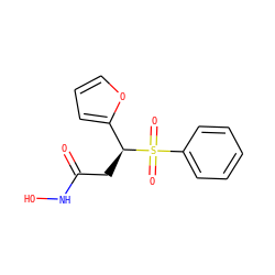 O=C(C[C@@H](c1ccco1)S(=O)(=O)c1ccccc1)NO ZINC000013808891