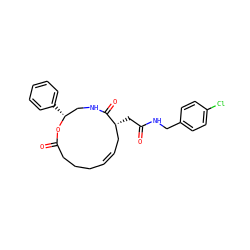 O=C(C[C@@H]1C/C=C/CCCC(=O)O[C@H](c2ccccc2)CNC1=O)NCc1ccc(Cl)cc1 ZINC000100752414