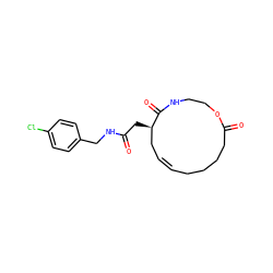 O=C(C[C@@H]1C/C=C/CCCCC(=O)OCCNC1=O)NCc1ccc(Cl)cc1 ZINC000049021632