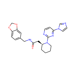 O=C(C[C@@H]1CCCCN1c1nccc(-n2ccnc2)n1)NCc1ccc2c(c1)OCO2 ZINC000035271090