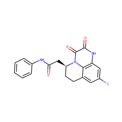 O=C(C[C@@H]1CCc2cc(I)cc3[nH]c(=O)c(=O)n1c23)Nc1ccccc1 ZINC000029325230
