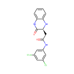 O=C(C[C@@H]1Nc2ccccc2NC1=O)Nc1cc(Cl)cc(Cl)c1 ZINC000001056693