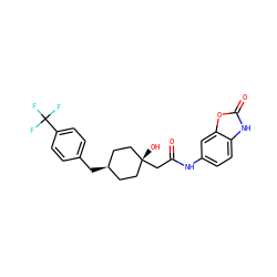 O=C(C[C@]1(O)CC[C@@H](Cc2ccc(C(F)(F)F)cc2)CC1)Nc1ccc2[nH]c(=O)oc2c1 ZINC001772588976