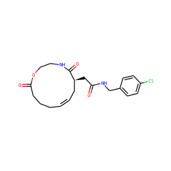 O=C(C[C@H]1C/C=C/CCCC(=O)OCCNC1=O)NCc1ccc(Cl)cc1 ZINC000049244645