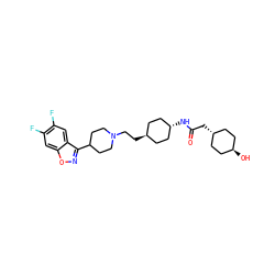 O=C(C[C@H]1CC[C@H](O)CC1)N[C@H]1CC[C@H](CCN2CCC(c3noc4cc(F)c(F)cc34)CC2)CC1 ZINC001772638860