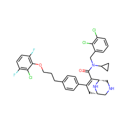 O=C(C1=C(c2ccc(CCCOc3c(F)ccc(F)c3Cl)cc2)C[C@H]2CNC[C@@H]1N2)N(Cc1cccc(Cl)c1Cl)C1CC1 ZINC000039260570
