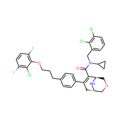 O=C(C1=C(c2ccc(CCCOc3c(F)ccc(F)c3Cl)cc2)C[C@H]2COC[C@H]1N2)N(Cc1cccc(Cl)c1Cl)C1CC1 ZINC000150551169