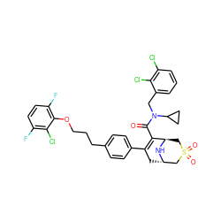 O=C(C1=C(c2ccc(CCCOc3c(F)ccc(F)c3Cl)cc2)C[C@H]2CS(=O)(=O)C[C@H]1N2)N(Cc1cccc(Cl)c1Cl)C1CC1 ZINC000150551180