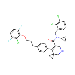 O=C(C1=C(c2ccc(CCCOc3c(F)ccc(F)c3Cl)cc2)C2(CC2)CNC1)N(Cc1cccc(Cl)c1Cl)C1CC1 ZINC000049777912