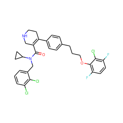 O=C(C1=C(c2ccc(CCCOc3c(F)ccc(F)c3Cl)cc2)CCNC1)N(Cc1cccc(Cl)c1Cl)C1CC1 ZINC000049780321
