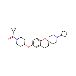 O=C(C1CC1)N1CCC(Oc2ccc3c(c2)CCC2(CCN(C4CCC4)CC2)O3)CC1 ZINC000084601981