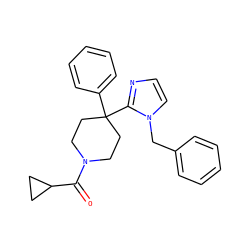 O=C(C1CC1)N1CCC(c2ccccc2)(c2nccn2Cc2ccccc2)CC1 ZINC000096318658