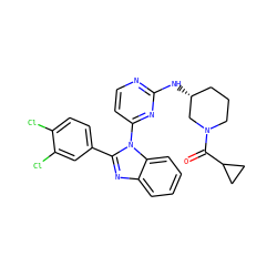 O=C(C1CC1)N1CCC[C@@H](Nc2nccc(-n3c(-c4ccc(Cl)c(Cl)c4)nc4ccccc43)n2)C1 ZINC000095591290