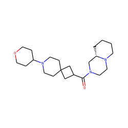 O=C(C1CC2(CCN(C3CCOCC3)CC2)C1)N1CCN2CCCC[C@H]2C1 ZINC000103243038
