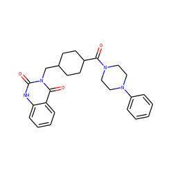 O=C(C1CCC(Cn2c(=O)[nH]c3ccccc3c2=O)CC1)N1CCN(c2ccccc2)CC1 ZINC000008971179
