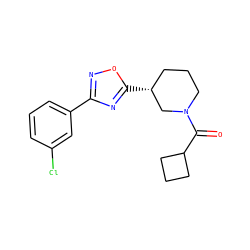 O=C(C1CCC1)N1CCC[C@@H](c2nc(-c3cccc(Cl)c3)no2)C1 ZINC000000324561