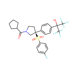 O=C(C1CCCC1)N1CC[C@@](c2ccc(C(O)(C(F)(F)F)C(F)(F)F)cc2)(S(=O)(=O)c2ccc(F)cc2)C1 ZINC001772609797