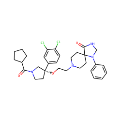 O=C(C1CCCC1)N1CC[C@](OCCN2CCC3(CC2)C(=O)NCN3c2ccccc2)(c2ccc(Cl)c(Cl)c2)C1 ZINC000042888338
