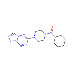 O=C(C1CCCCC1)N1CCN(c2nnc3nncn3n2)CC1 ZINC000653827937