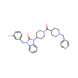 O=C(C1CCN(Cc2ccncc2)CC1)N1CCC(n2c(=O)n(Cc3cccc(Cl)c3)c3ccccc32)CC1 ZINC000058590592