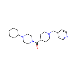 O=C(C1CCN(Cc2ccncc2)CC1)N1CCN(C2CCCCC2)CC1 ZINC000058575749