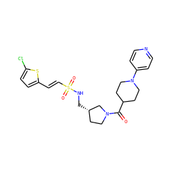 O=C(C1CCN(c2ccncc2)CC1)N1CC[C@H](CNS(=O)(=O)/C=C/c2ccc(Cl)s2)C1 ZINC000028955951