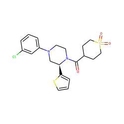 O=C(C1CCS(=O)(=O)CC1)N1CCN(c2cccc(Cl)c2)C[C@@H]1c1cccs1 ZINC001772640156