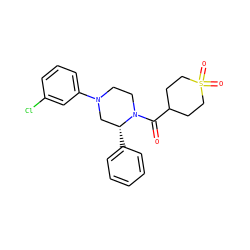 O=C(C1CCS(=O)(=O)CC1)N1CCN(c2cccc(Cl)c2)C[C@H]1c1ccccc1 ZINC001772578297