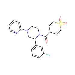 O=C(C1CCS(=O)(=O)CC1)N1CCN(c2ccccn2)C[C@H]1c1cccc(F)c1 ZINC001772611647