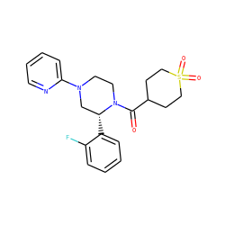 O=C(C1CCS(=O)(=O)CC1)N1CCN(c2ccccn2)C[C@H]1c1ccccc1F ZINC001772654365