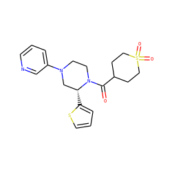 O=C(C1CCS(=O)(=O)CC1)N1CCN(c2cccnc2)C[C@H]1c1cccs1 ZINC001772603463