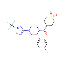 O=C(C1CCS(=O)(=O)CC1)N1CCN(c2noc(C(F)(F)F)n2)C[C@H]1c1ccc(F)cc1 ZINC001772617709